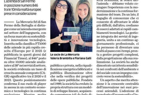 La Mercurio: premio dal financial Times